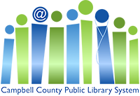 Campbell County Public Library System Logo with blue and green coloring.