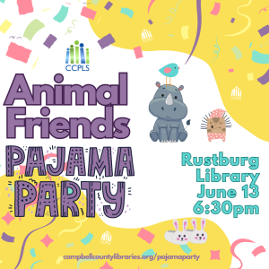 graphic for Animal Friends Pajama Party June 2023