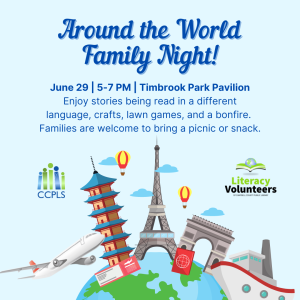 Click here for more info about our Around the World Family Night on June 29 from 5-7 PM at the Timbrook Park Pavilion!