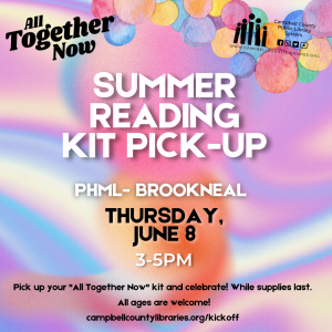 graphic for Summer Reading Kit Pick-Up at Brookneal 2023