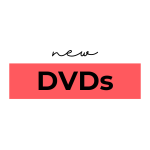 Text on a white background with a coral highlight box. Text reads: "New DVDs."