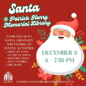 graphic for Santa at PHML Dec 2023