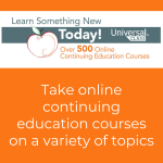 Logo for Universal Class with text "Take online continuing education courses on a variety of topics"