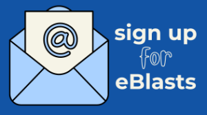 Graphic of open envelope with text "sign up for eBlasts"