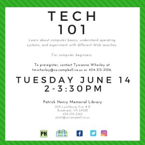 Tech 101 - Brookneal @ Patrick Henry Memorial Library