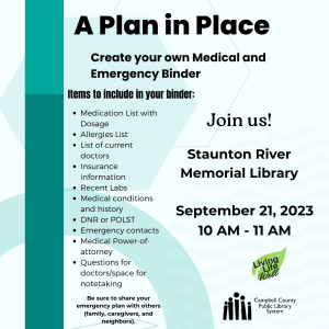A Plan in Place - Altavista @ Staunton River Memorial Library