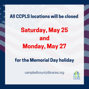 graphic for CCPLS closing Memorial Day 2024