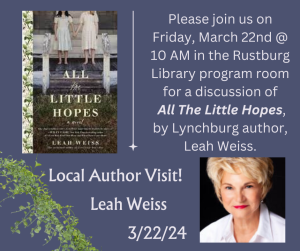 graphic for Leah Weiss visit March 2024