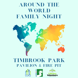 Around the World Family Night, picture of map, Timbrook Park Pavilion & Fire Pit