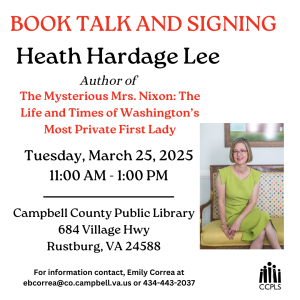 Book Talk and Signing with Heath Hardage Lee - Rustburg @ Rustburg Library