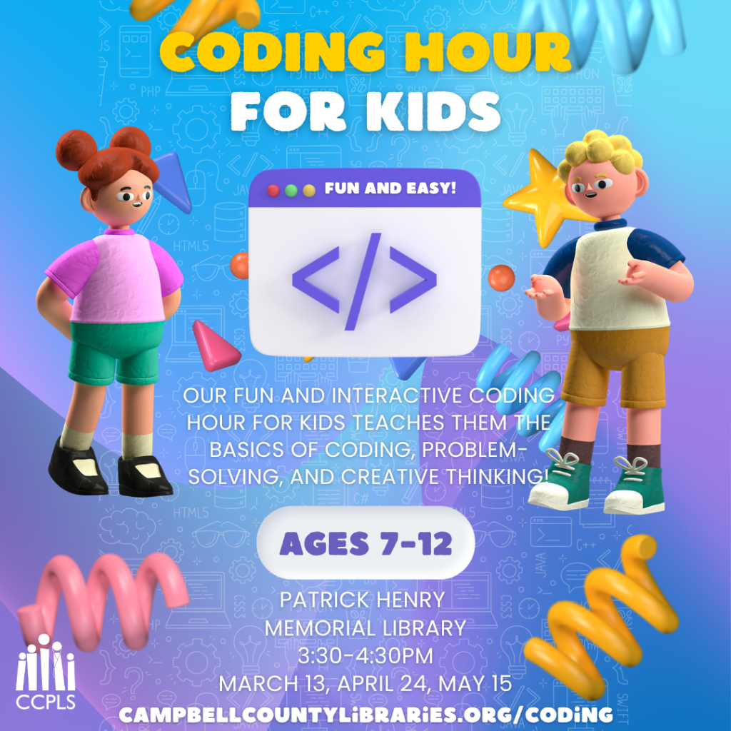 Coding Hour for Kids graphic, click for more info