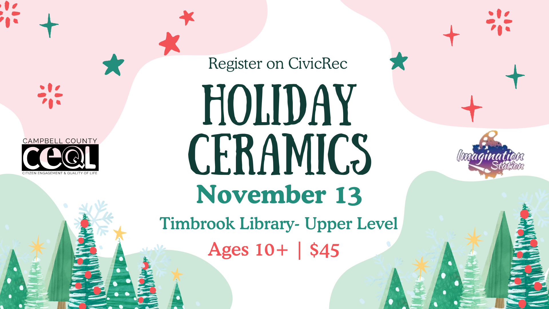 Holiday Ceramics Class for ages 10+