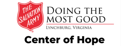 Logo for the Salvation Army with text "Center of Hope"