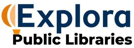 Logo for Explora with text "Public Libraries"