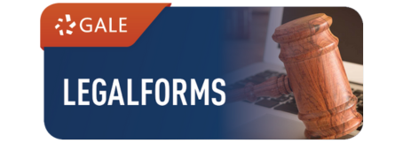 Logo for Gale LegalForms, with a photo of a gavel
