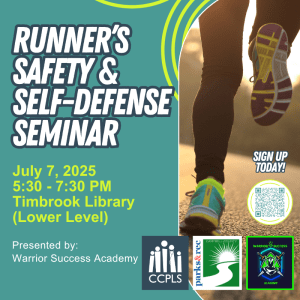 graphic for Runner's Safety & Self-Defense Seminar July 2025