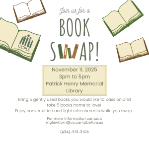 graphic for Book Swap at PHML Nov. 11 2025