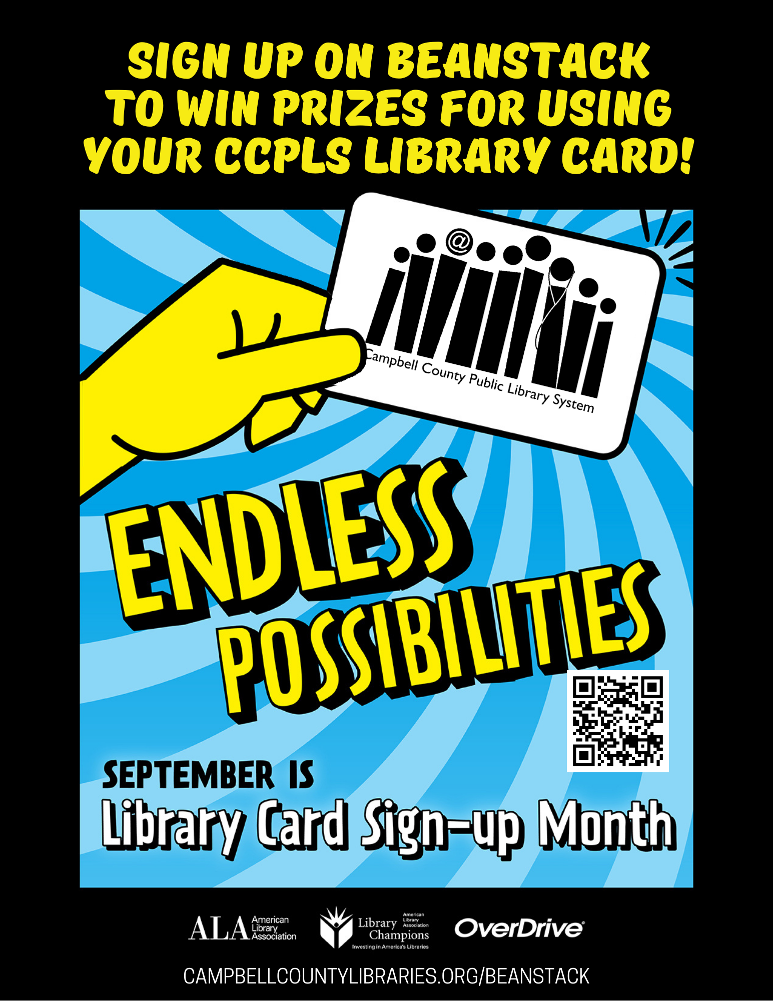 Flyer for the Library Card Sign-Up Month Challenge!