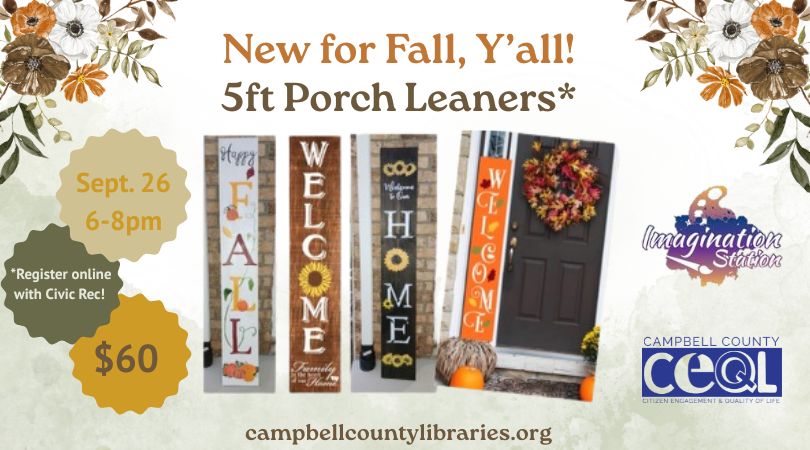 graphic for Fall Porch Leaners Class with Imagination Station Sept. 26 2025