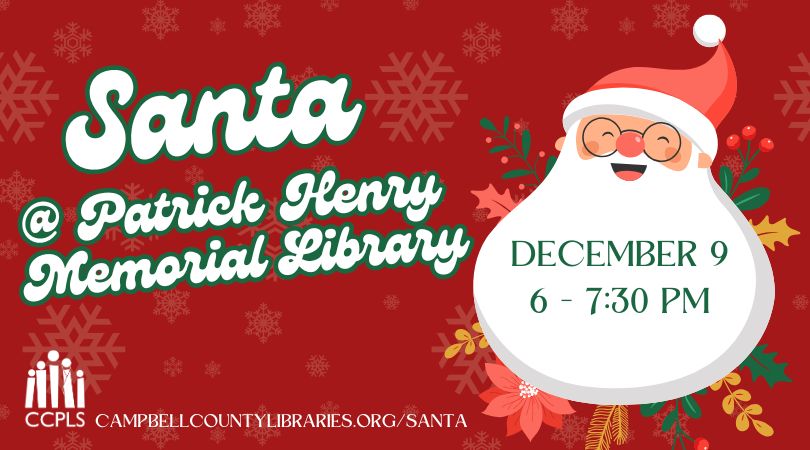 graphic for Santa at PHML on December 9 2025