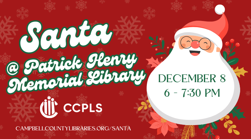 graphic for Santa at Patrick Henry Memorial Library December 8 2026