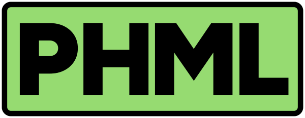 Green block with branch identification "PHML"