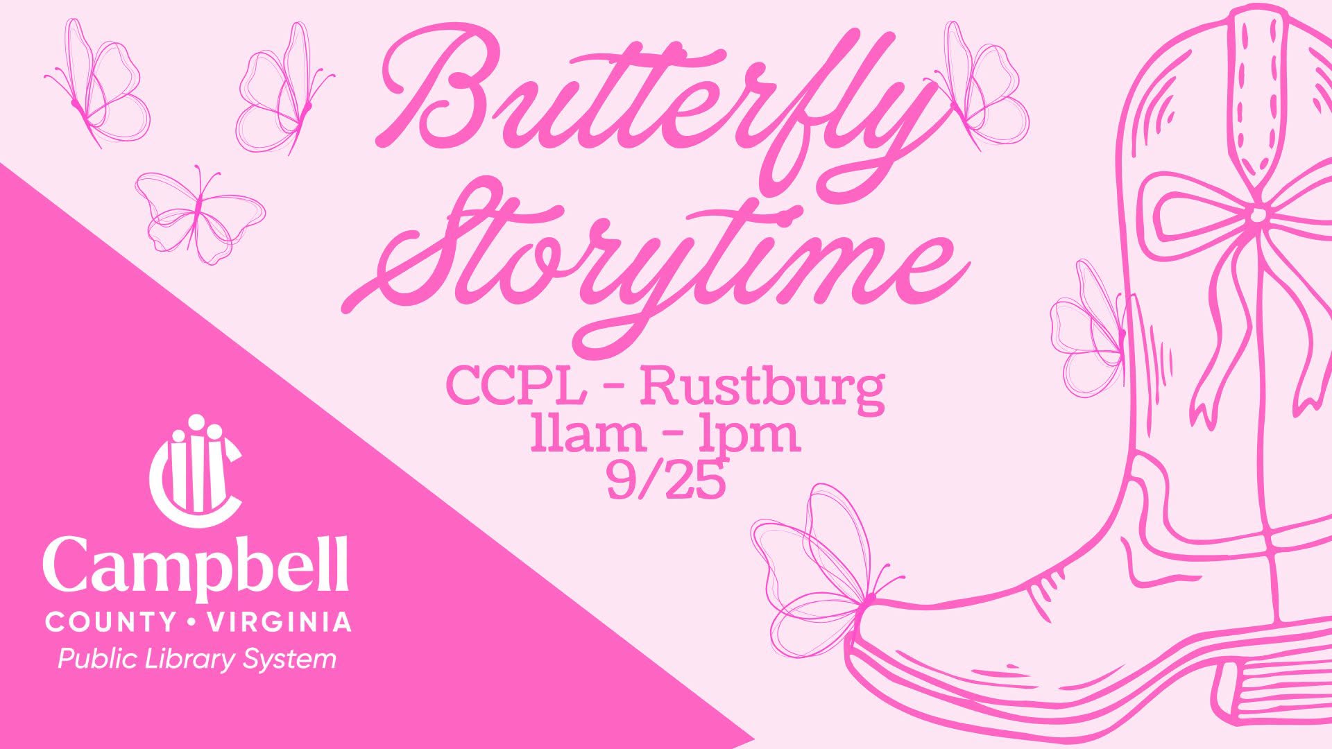 graphic for Butterfly Storytime September 25 2026