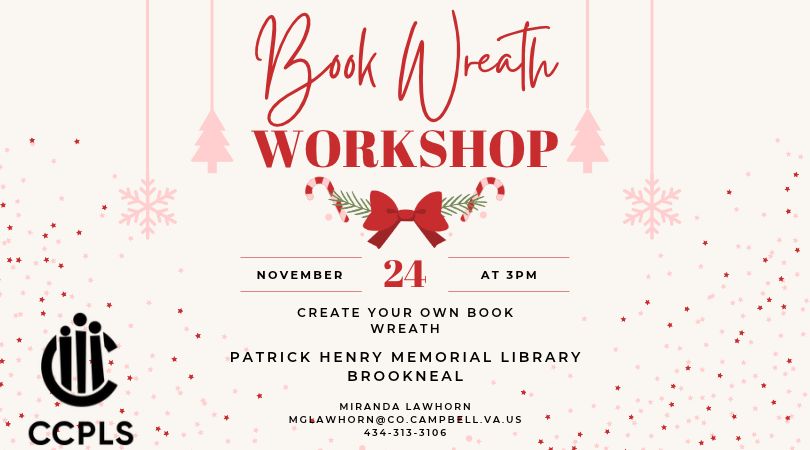 graphic for Book Wreath Workshop November 24 2026